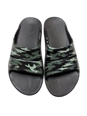 Oofos OOahh Limited Slide Sandal (Women) - Black/Green Camo-sz 10